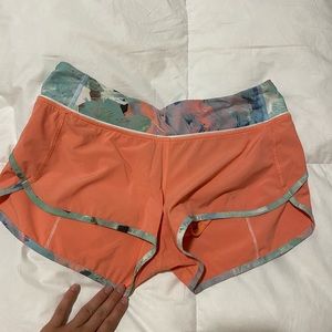 Peach Lululemon athletic shorts